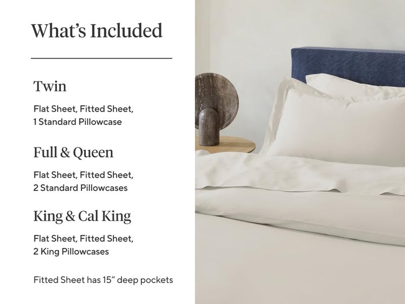 Coyuchi Organic Crinkled Percale Cooling Sheet Set, Breathable 100% Organic Cotton, Steel Blue (Twin) - Image 2